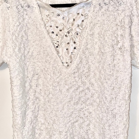 Vintage White Sequin Sweater. - Picture 2 of 5